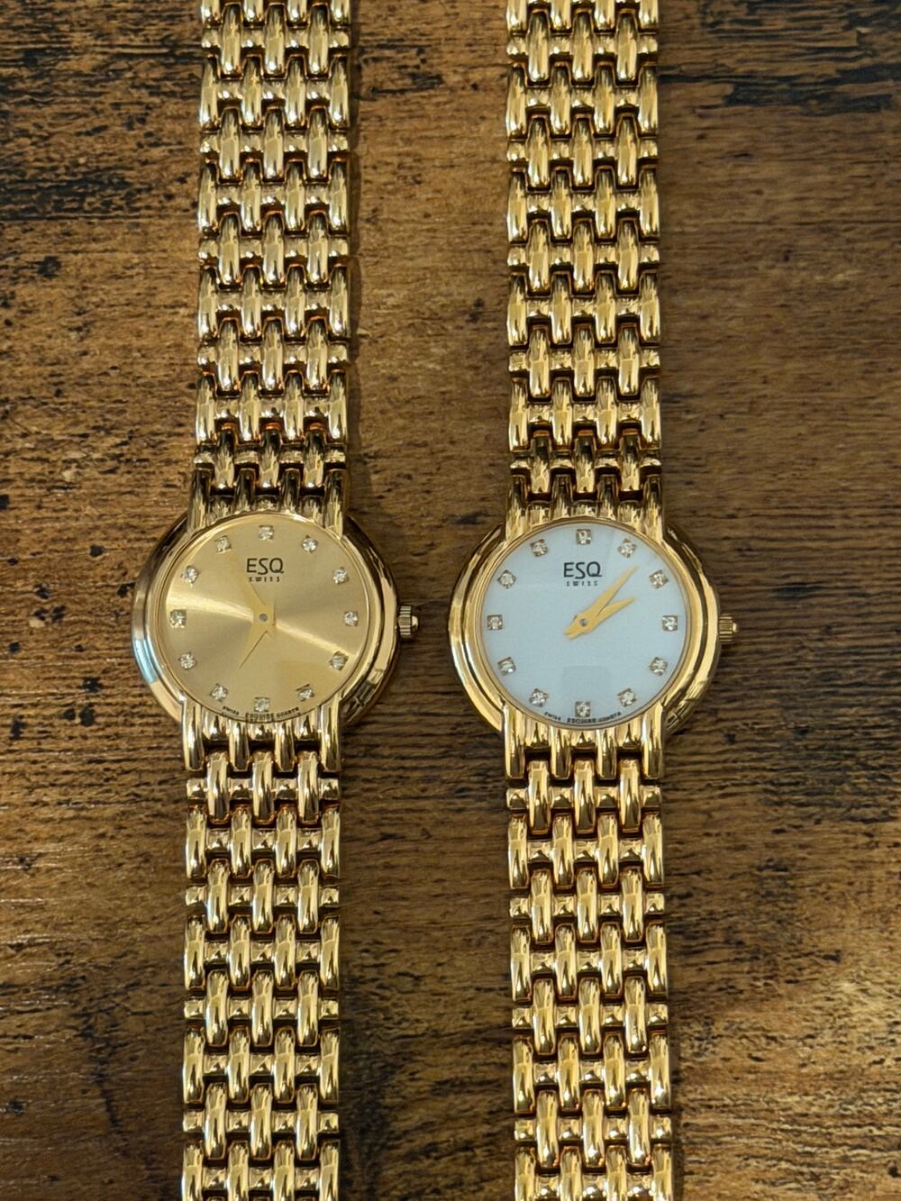 ESQ Swiss Gold Tone Crystal Dial Quartz Watches Set of 2